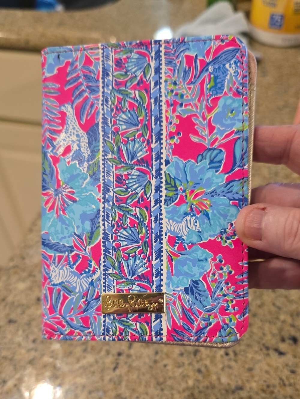 Lilly Pulitzer Bright Pink Floral Zip Card Wallet